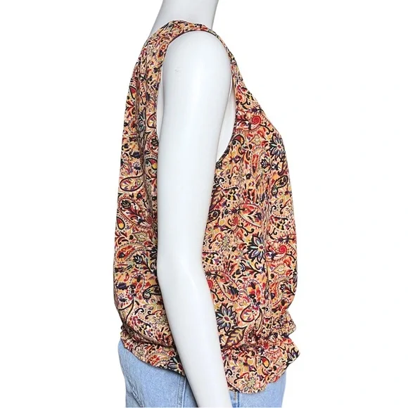 Evereve Multicolor Paisley Boho Sleeveless V Neck Top. Small. Floral Hippie EUC - Picture 5 of 8